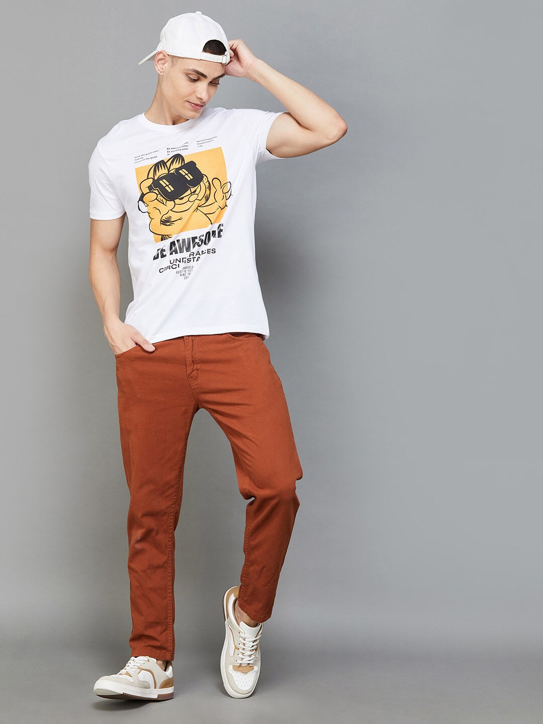 

Fame Forever by Lifestyle Graphic Printed Garfield T Shirt, White