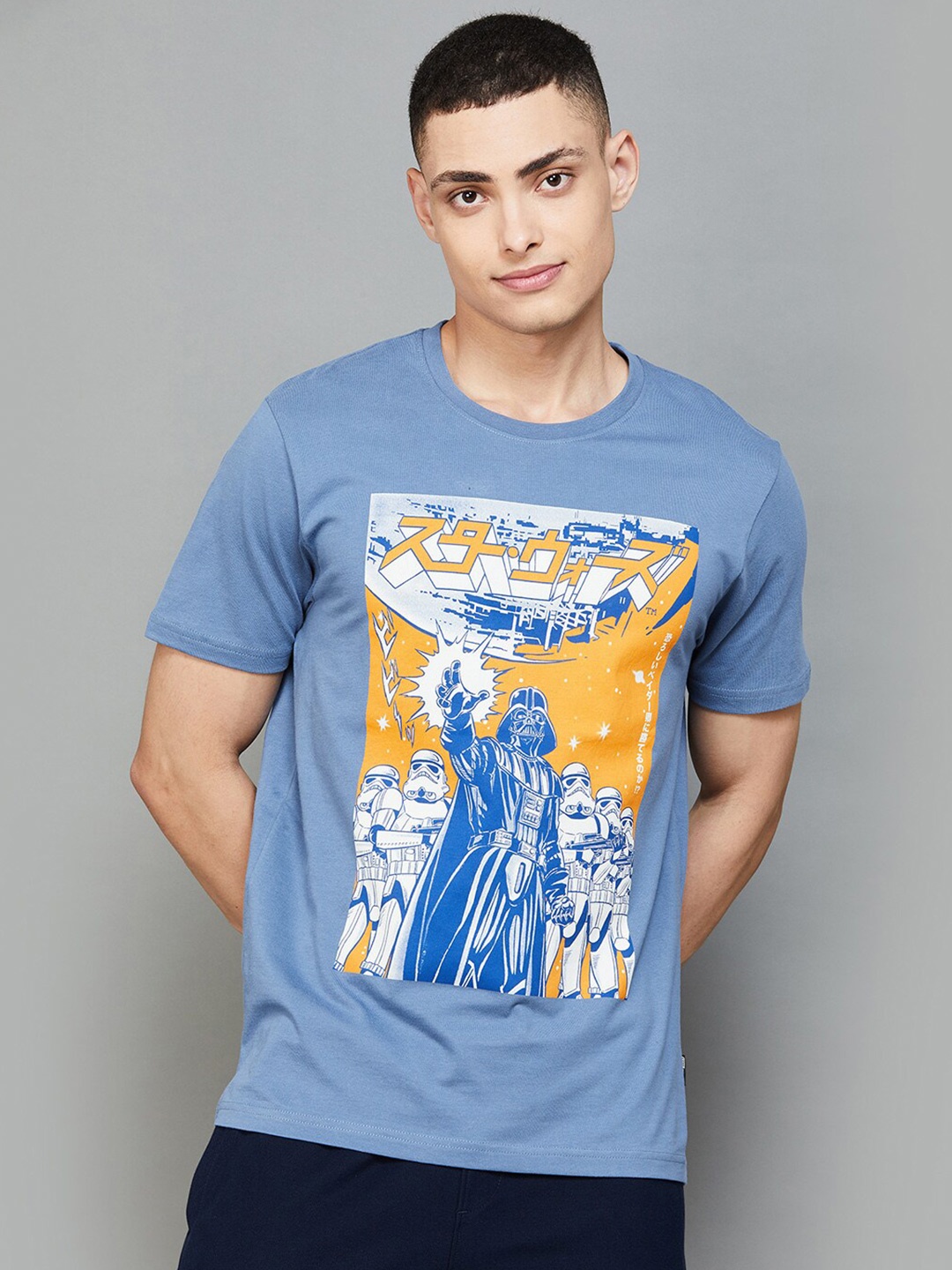 

Fame Forever by Lifestyle Men Printed Raw Edge Star Wars T-shirt, Blue