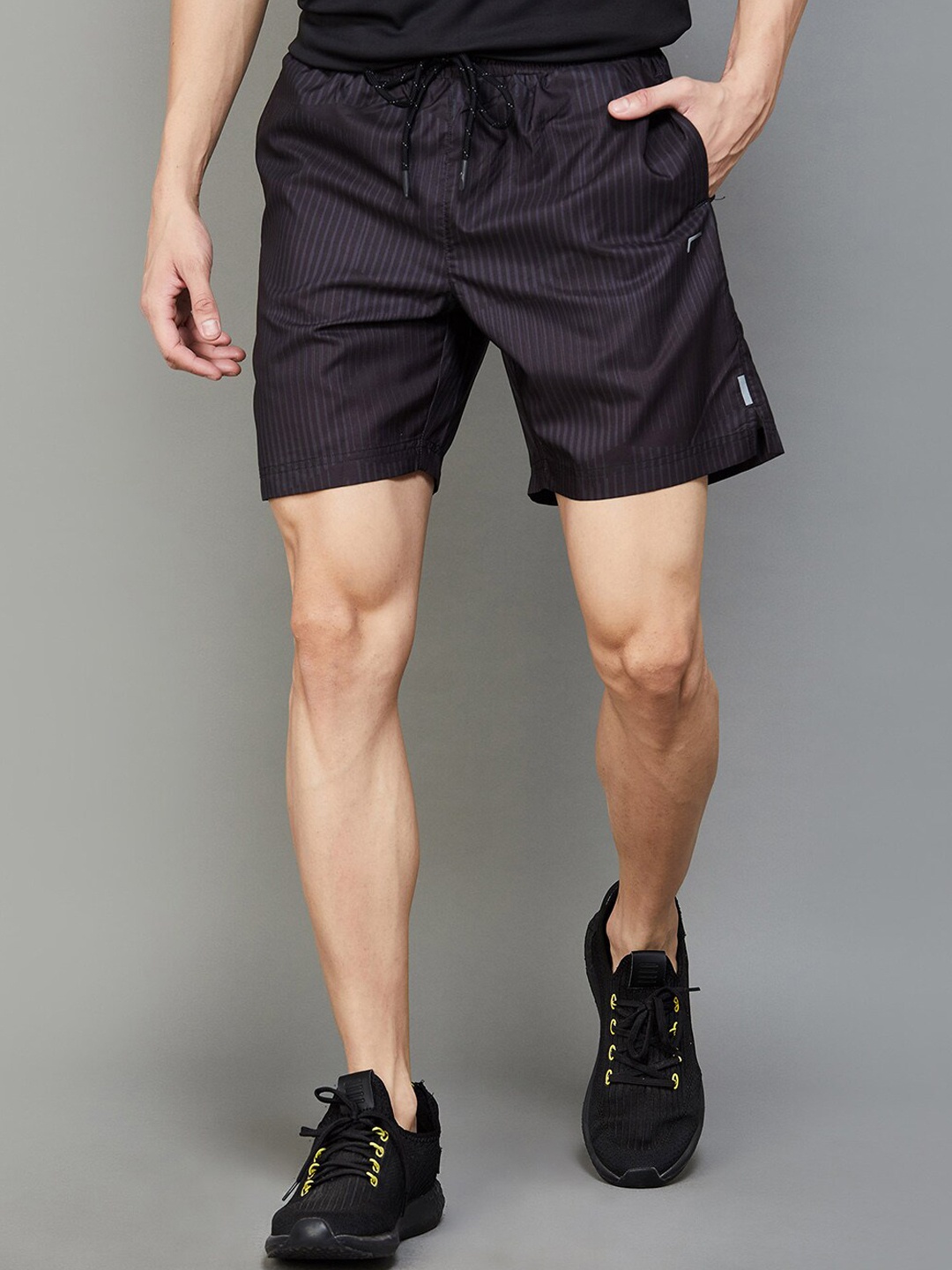 

Fame Forever by Lifestyle Men Striped Mid-Rise Shorts, Black