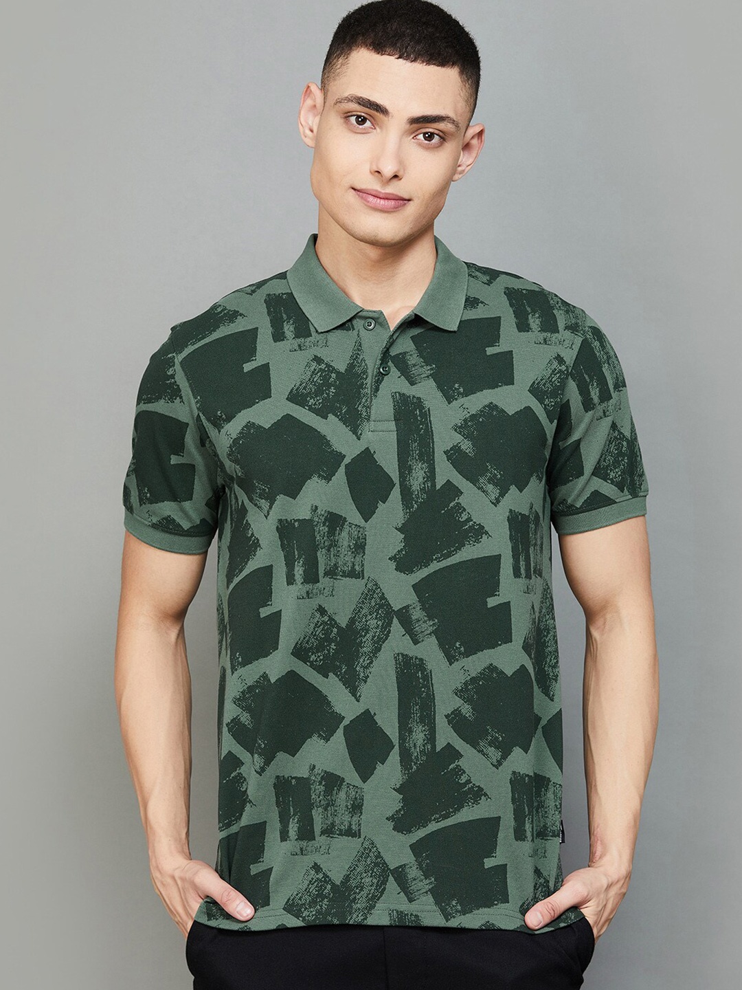 

Fame Forever by Lifestyle Men Printed Polo Collar T-shirt, Olive