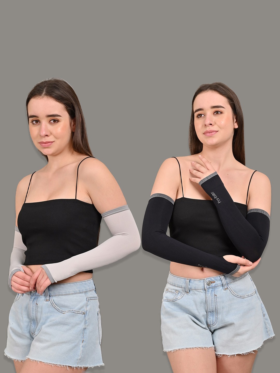 

BAESD Women Pack of 2 UV Sun Protection Compression Cool Arm Sleeves Gloves, Black