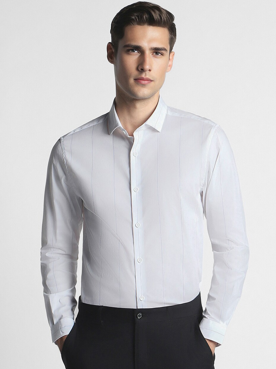 

Peter England Men Slim Fit Opaque Formal Shirt, White