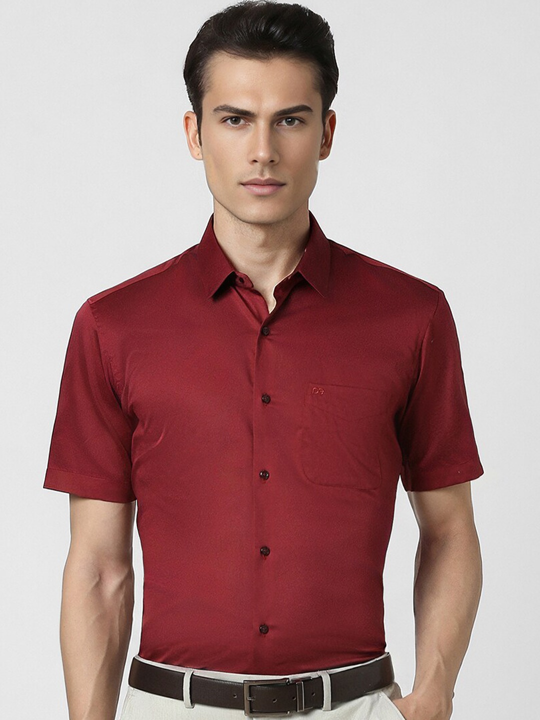 

Peter England Men Opaque Formal Shirt, Red
