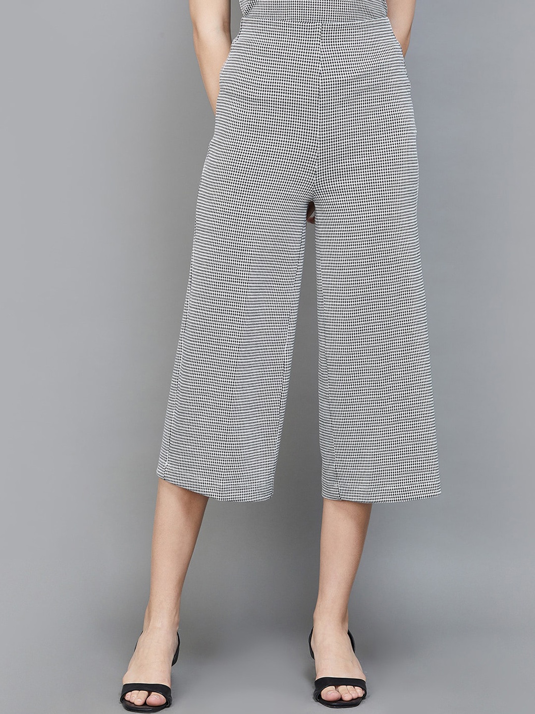 

CODE by Lifestyle Women Textured Culottes Trousers, Grey