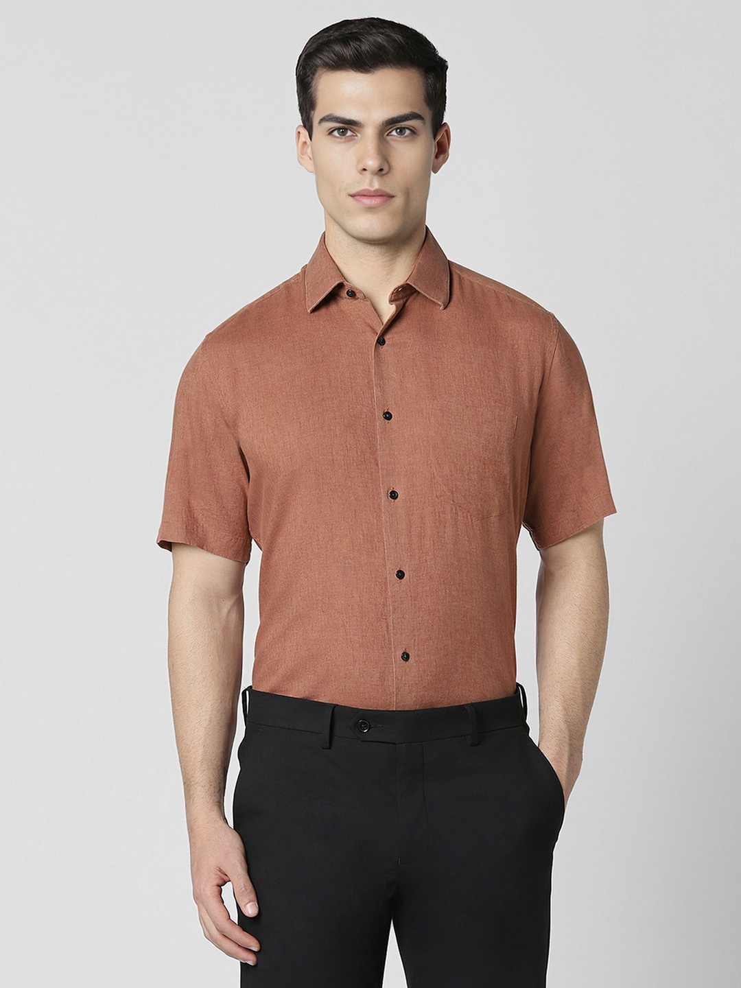 

Van Heusen Men Opaque Formal Shirt, Brown