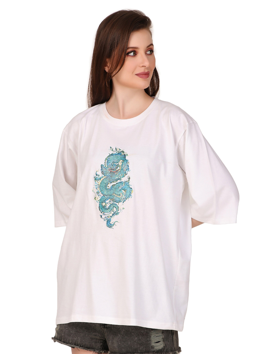 

TRENDY RABBIT Women Printed T-shirt, White