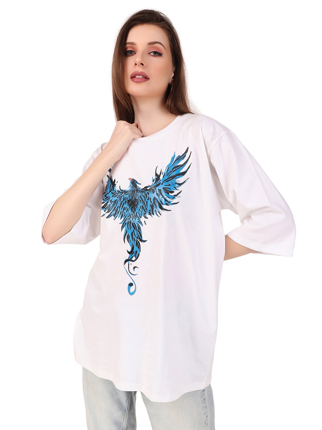 TRENDY RABBIT Women Typography Printed T-shirt, White