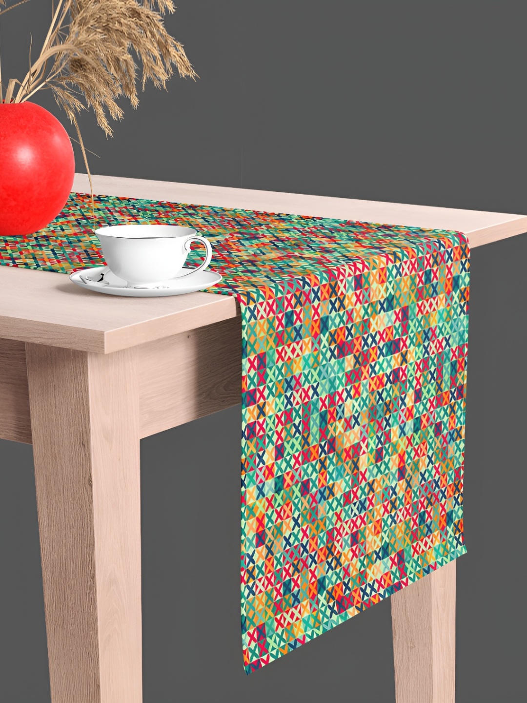 

ArtzFolio Green & Pink Digital Printed Table Runner, Rose
