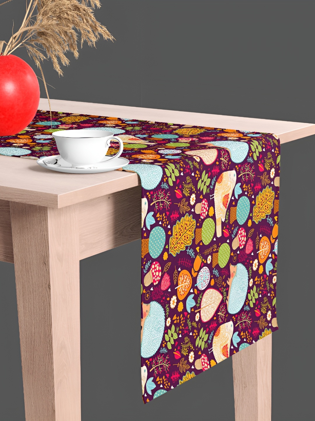 

ArtzFolio Birds & Leaves Print Velvet Dining Centre Table Runner, Multi