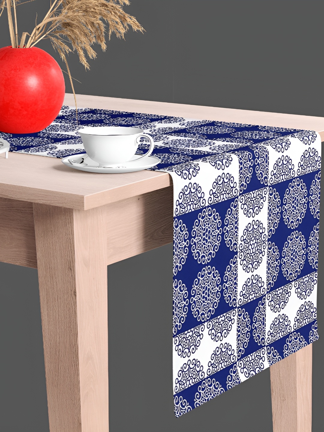 

ArtzFolio Printed Rectangular Table Runner, Navy blue