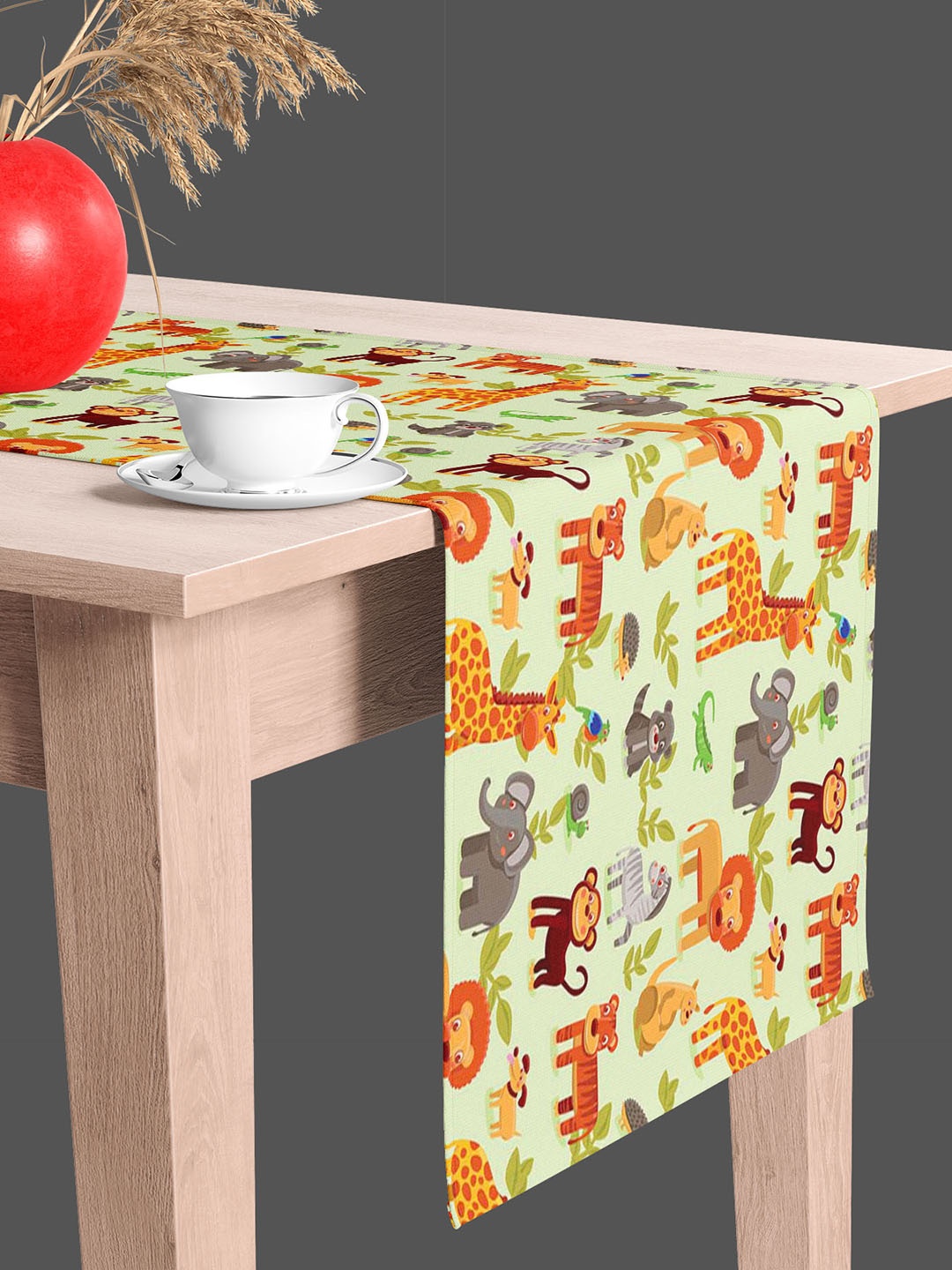

ArtzFolio Orange & Green Cartoon Characters Printed Easy To Wash Table Runner