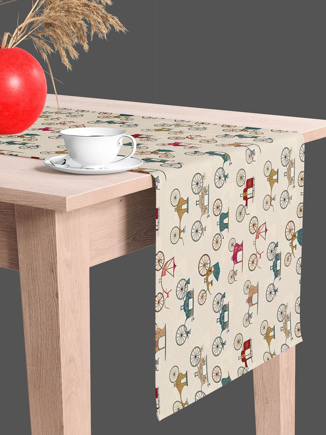 

ArtzFolio Off White & Brown Digital Printed Table Runner