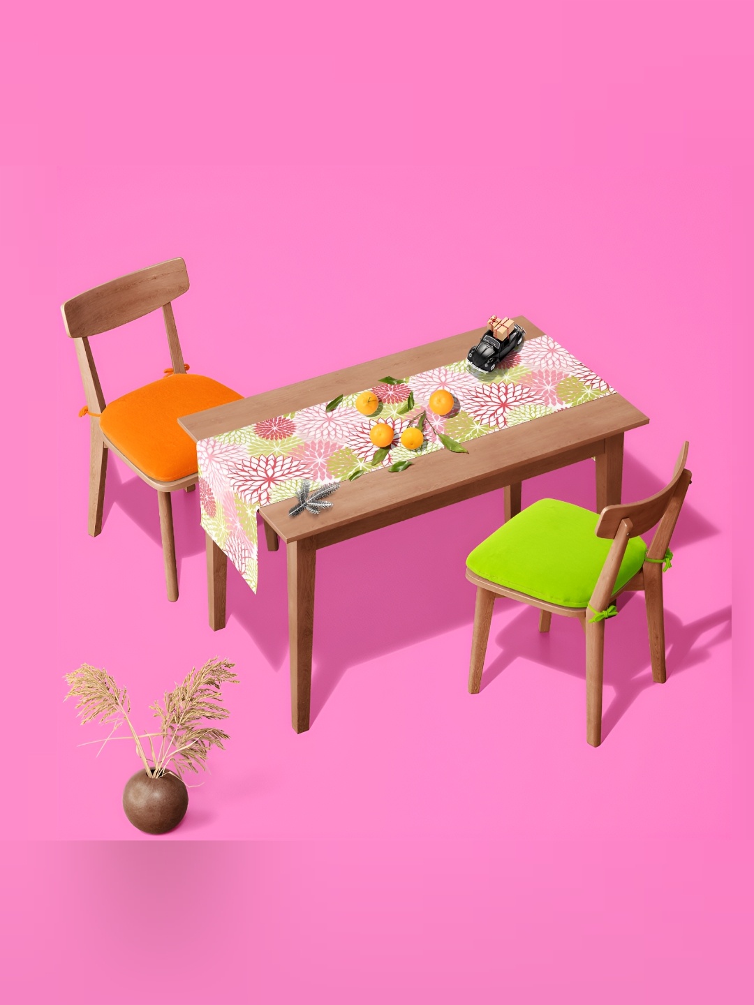 

ArtzFolio White & Pink Quirky Printed Table Runner