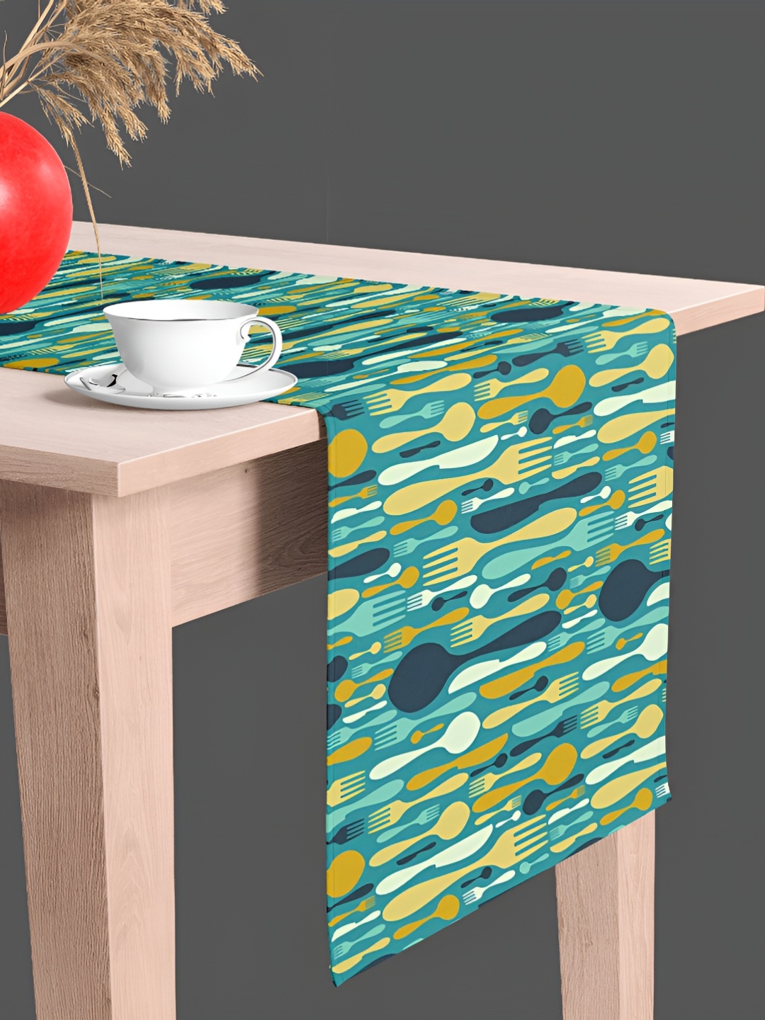 

ArtzFolio Green & Beige Printed Table Runner