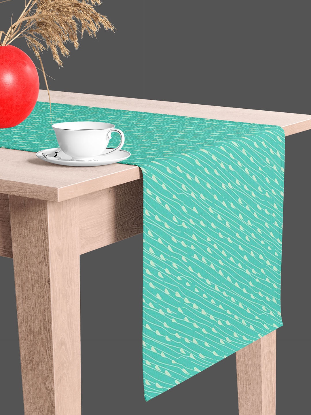 

ArtzFolio Green & Off White Digital Printed Table Runner