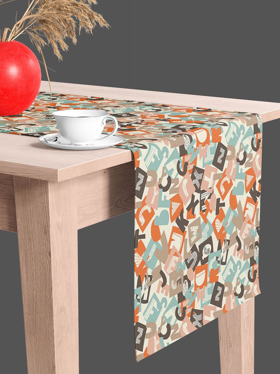 

ArtzFolio Off White & Brown Digital Printed Table Runner