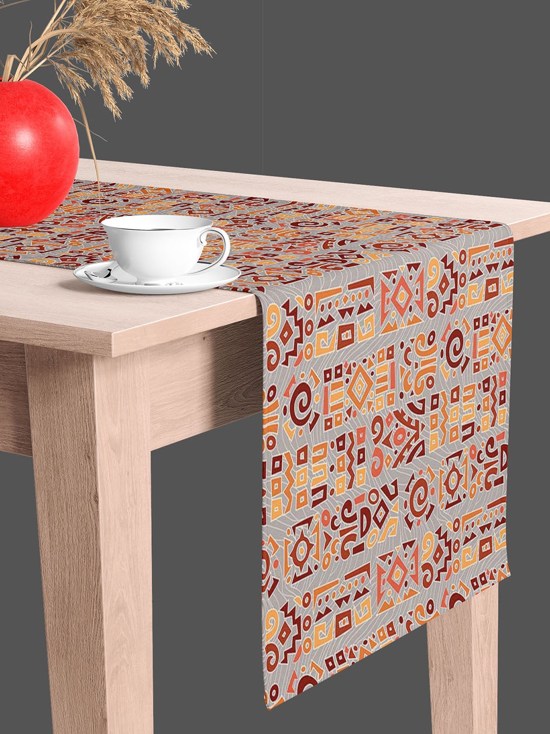 

ArtzFolio Grey & Brown Quirky Printed Table Runner