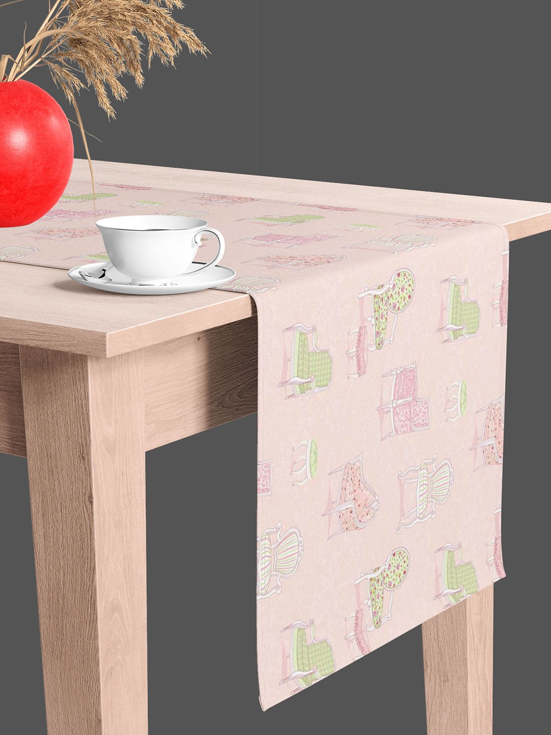 

ArtzFolio Pink & White Quirky Printed Velvet Table Runner