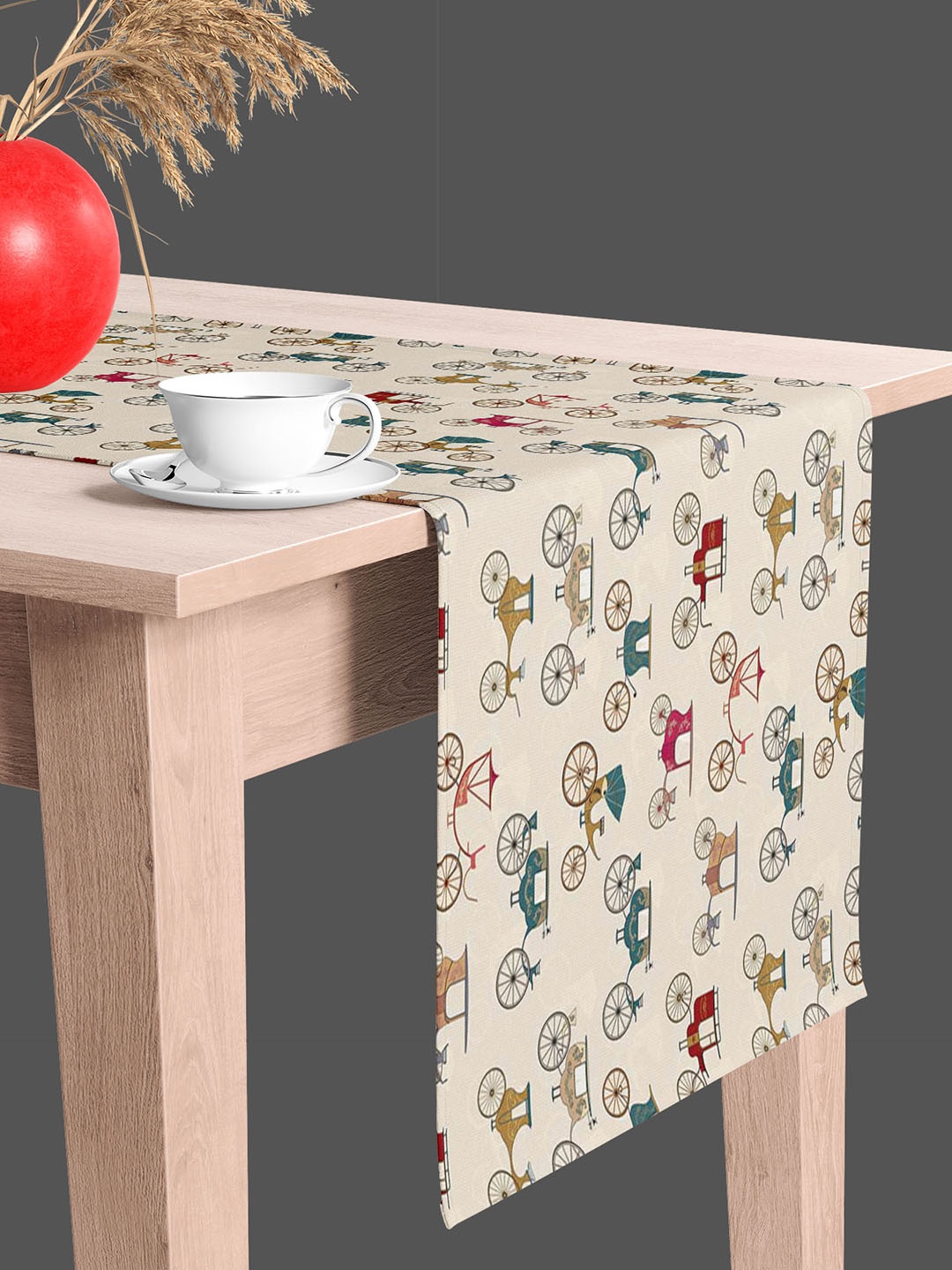 

ArtzFolio Off White & Brown Digital Printed Table Runner