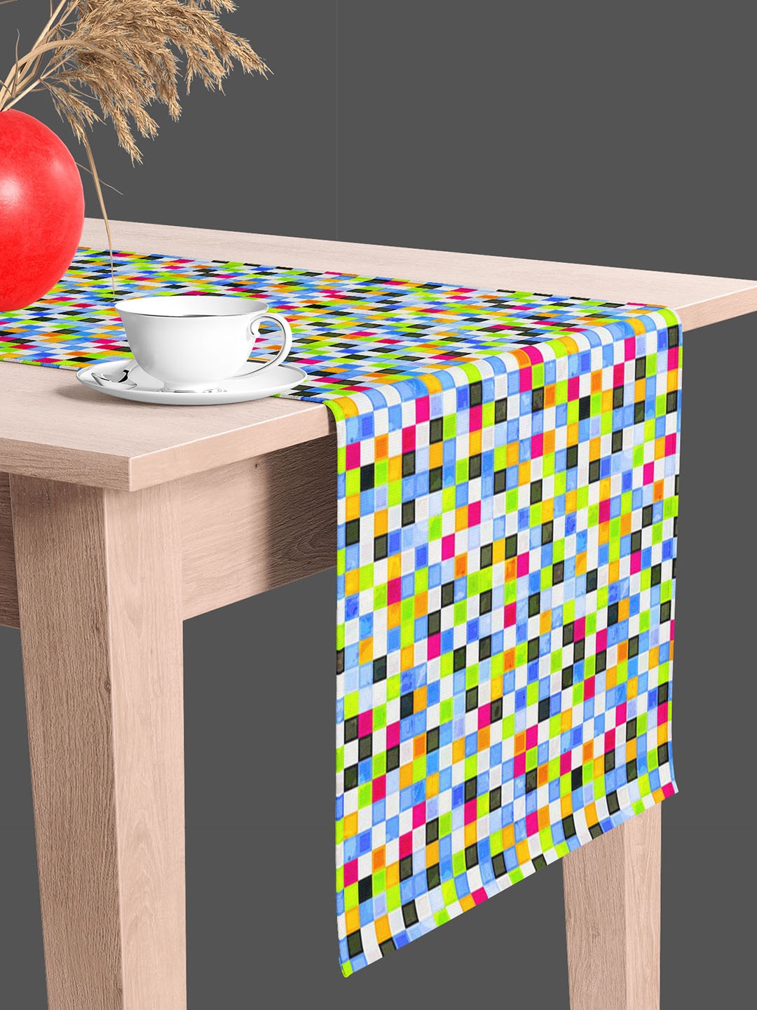 

ArtzFolio White & Green Geometric Printed Table Runner