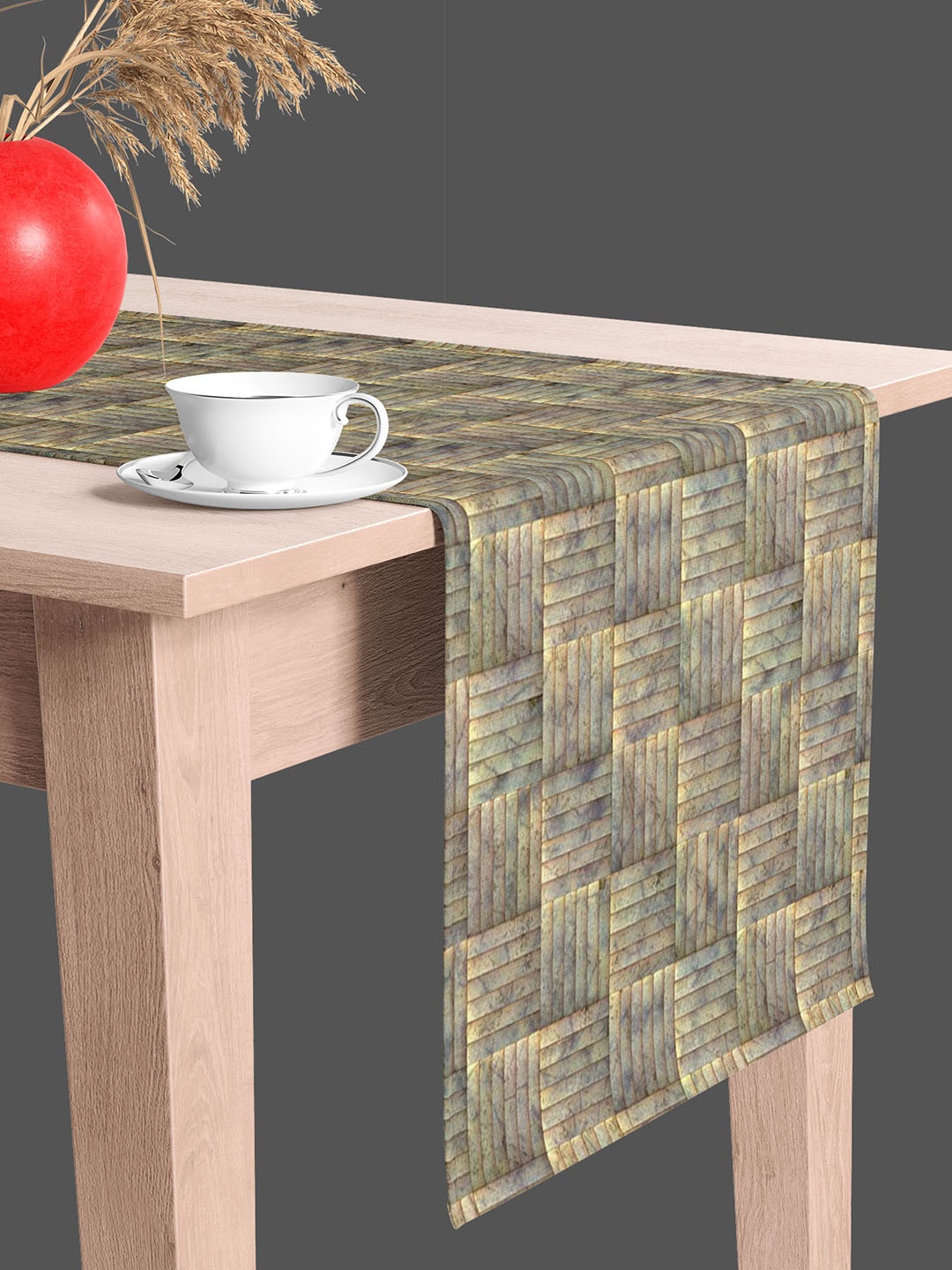 

ArtzFolio Grey & Brown Geometric Printed Table Runner