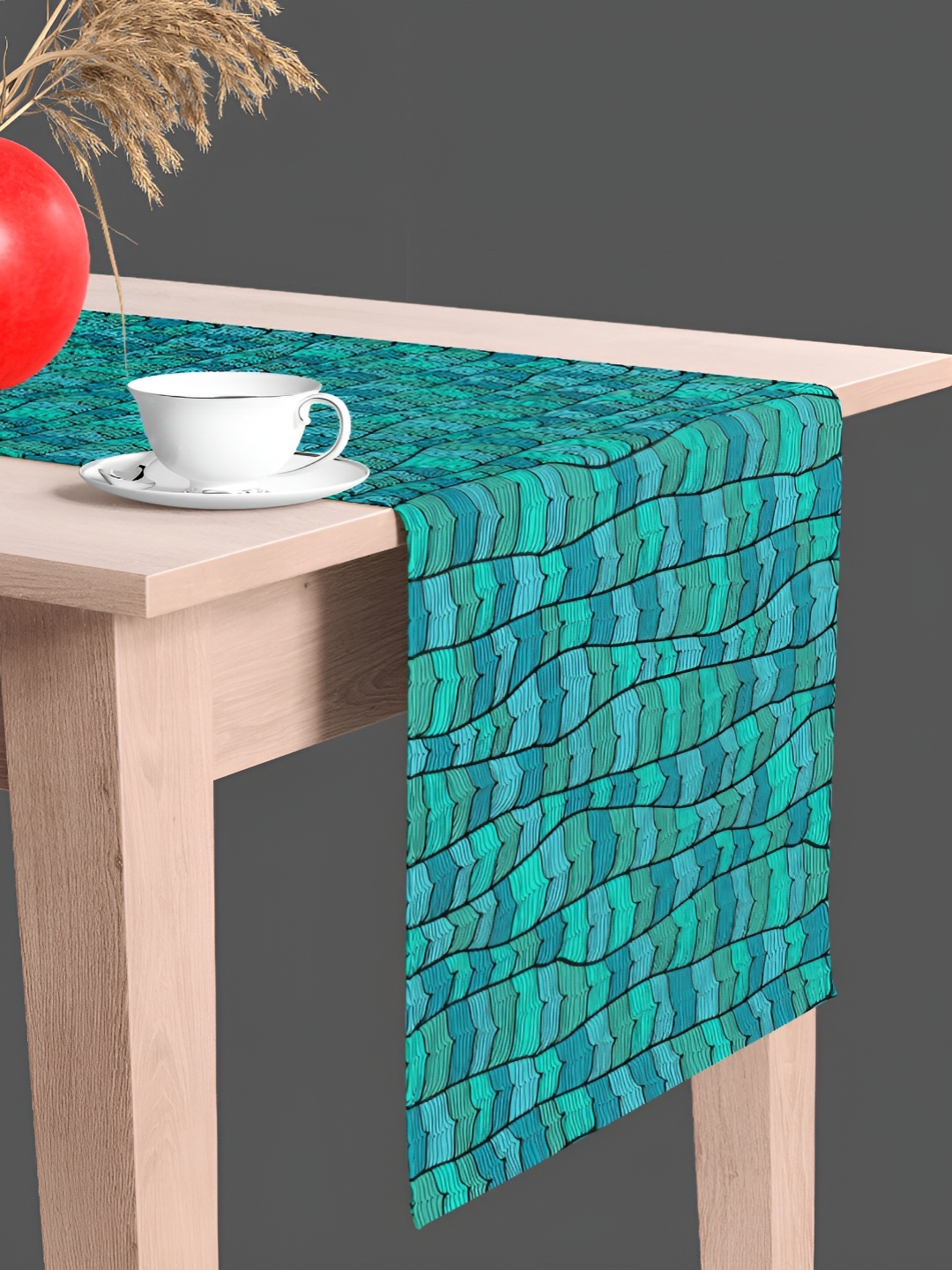 

ArtzFolio Printed Rectangular Table Runner, Teal