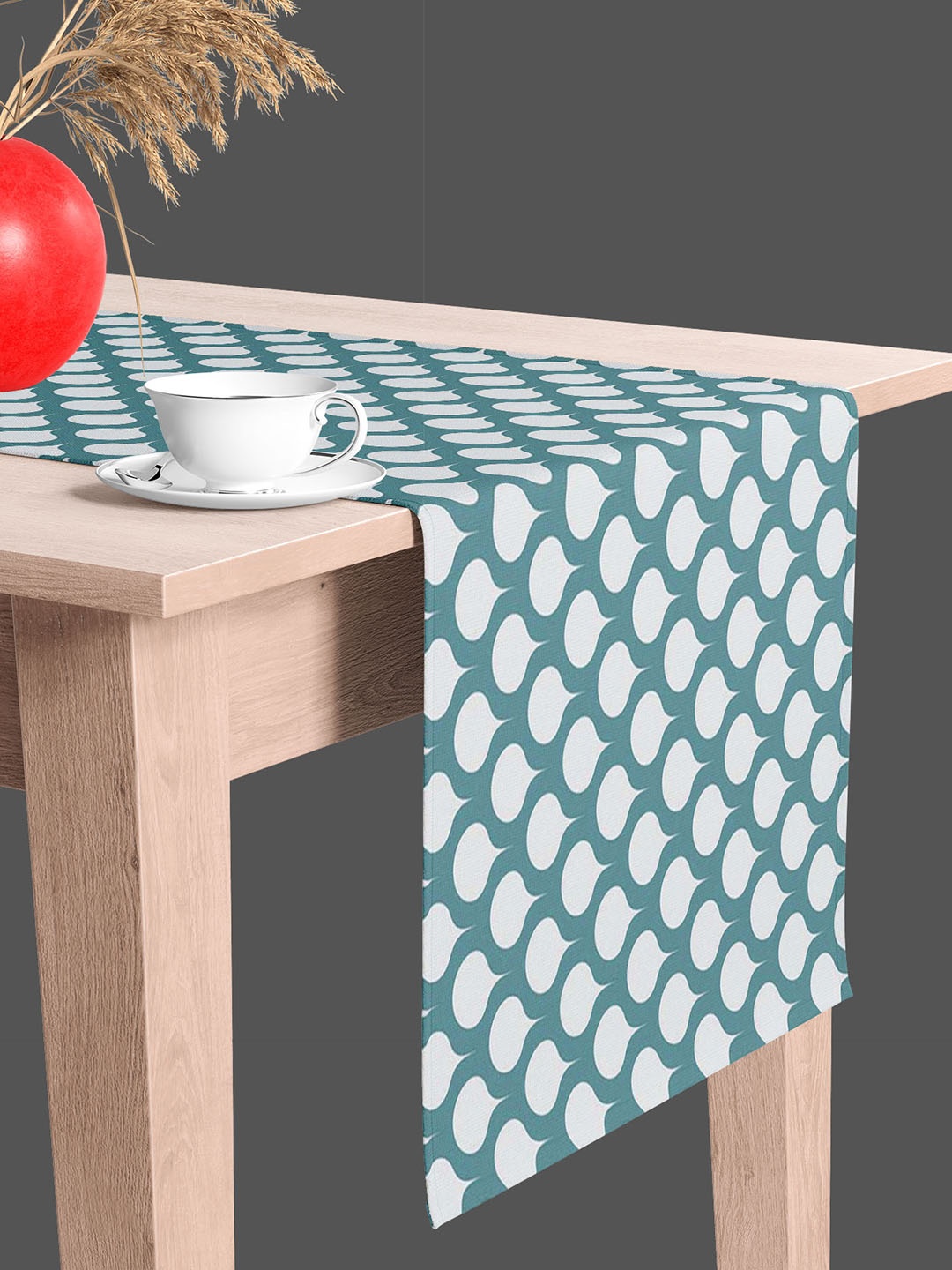 

ArtzFolio Blue & White Quirky Printed Velvet Table Runner