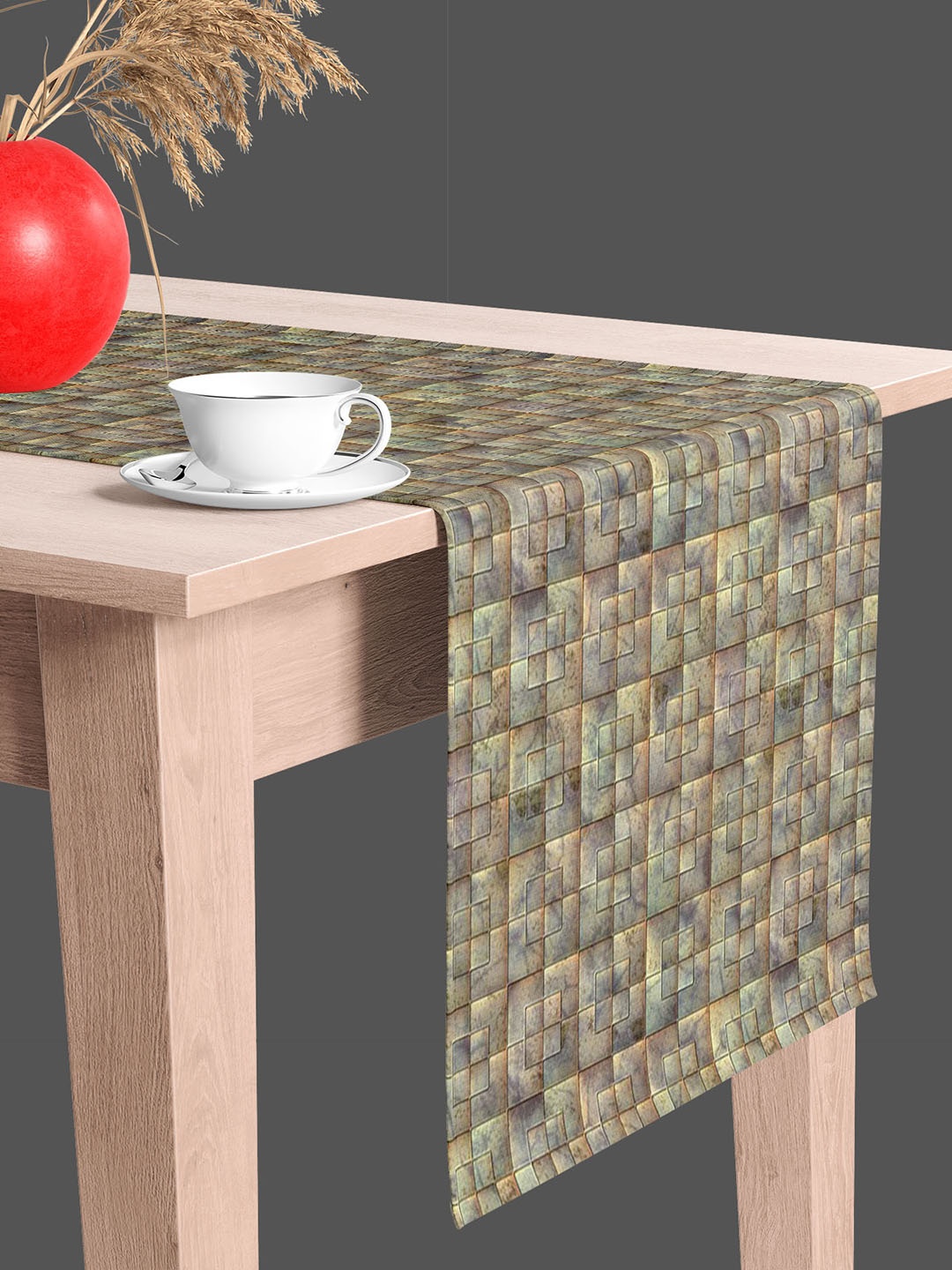 

ArtzFolio Grey & Brown Geometric Printed Table Runner