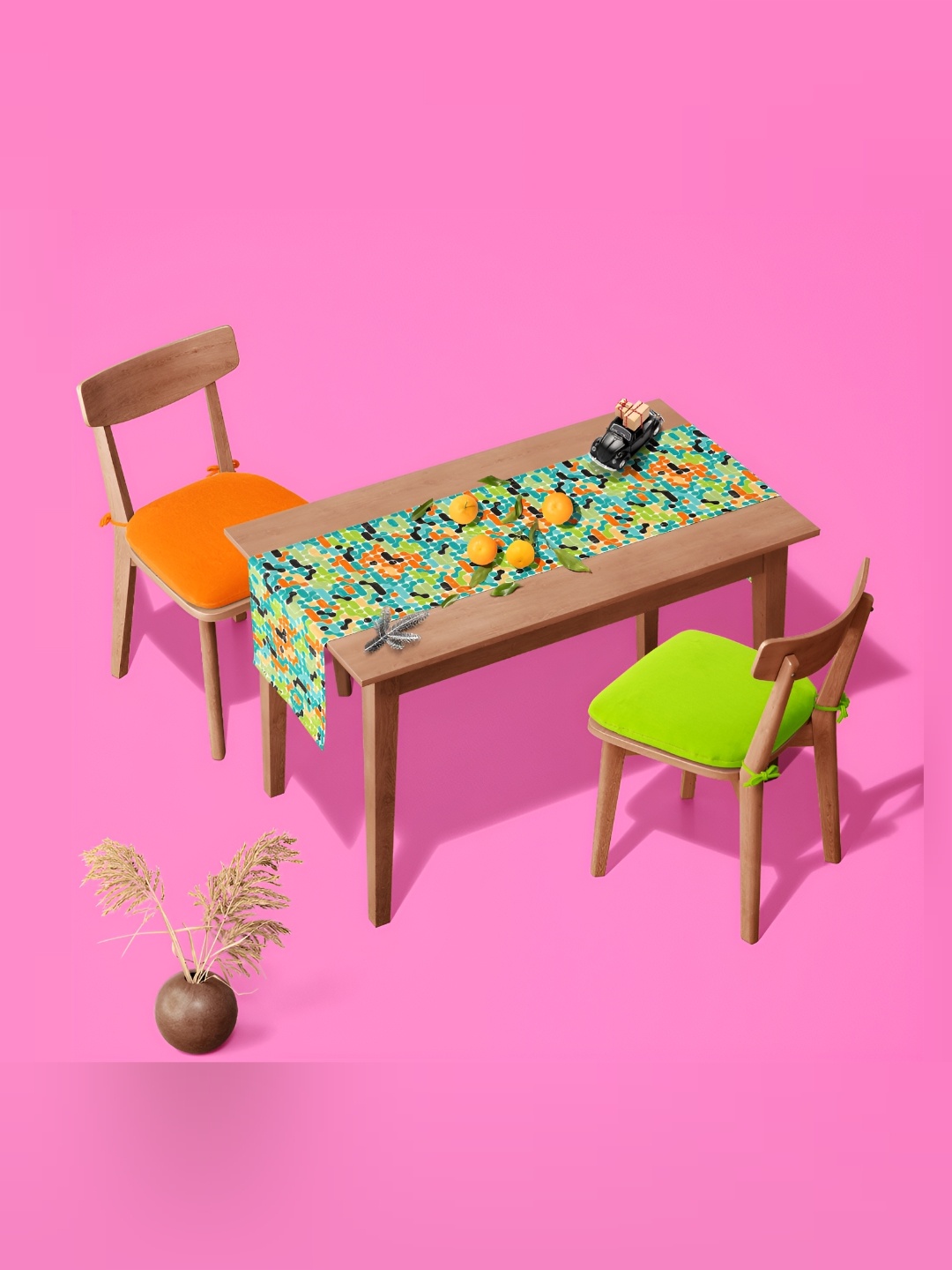 

ArtzFolio Blue & Green Geometric Printed Table Runner