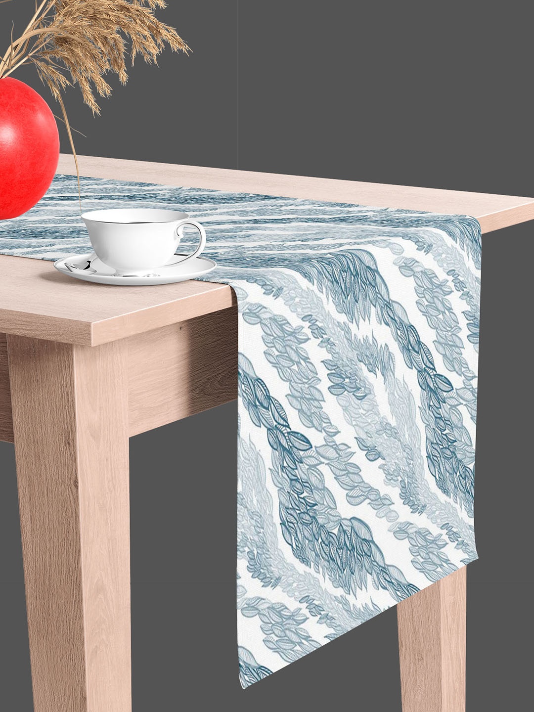 

ArtzFolio White & Grey Printed Table Runner