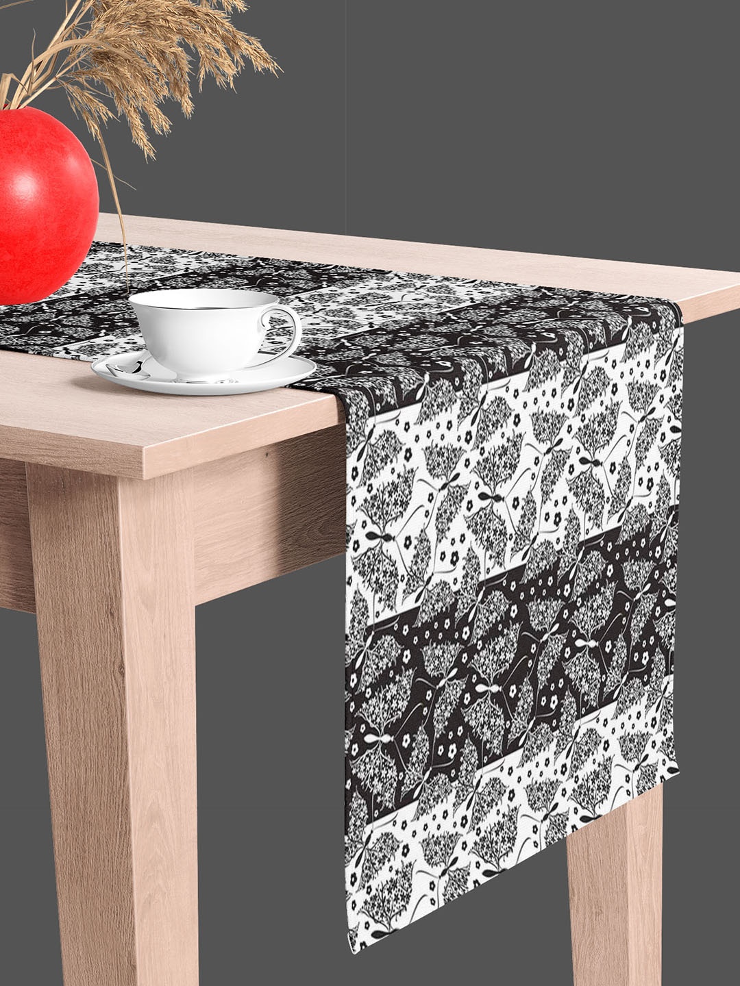 

ArtzFolio White & Black Floral Printed Table Runner