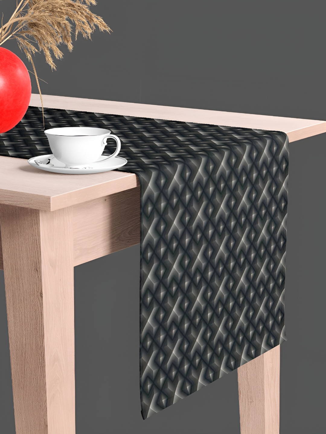 

ArtzFolio Geometric Printed Table Runner, Black