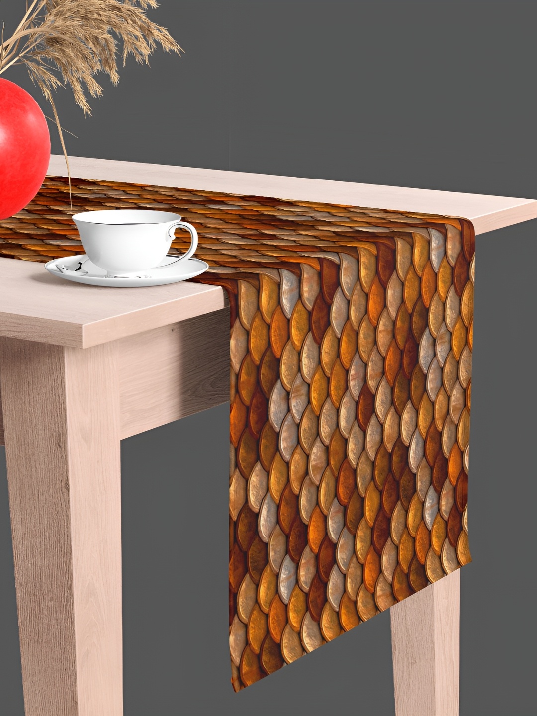 

ArtzFolio Brown & Rust Colored Geometric Printed Table Runner