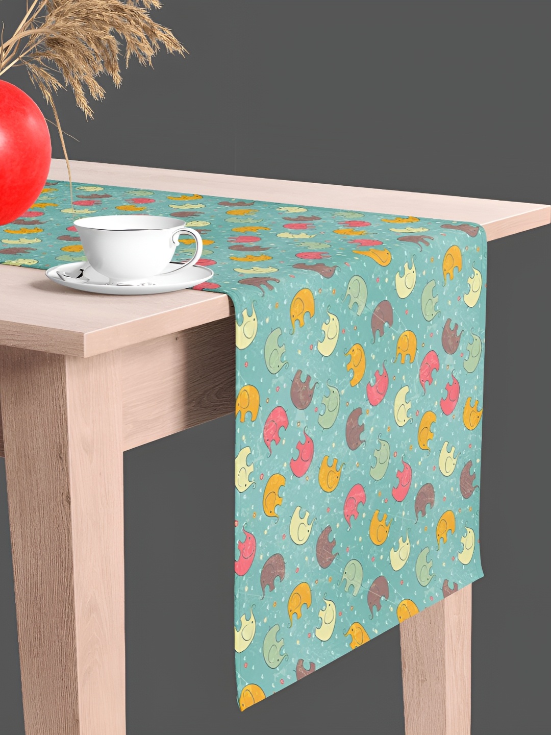 

ArtzFolio Blue & Mustard Quirky Printed Easy To Wash Table Runner