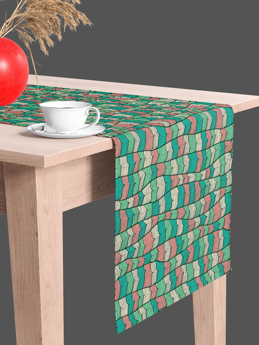 

ArtzFolio Green & Beige Printed Table Runner
