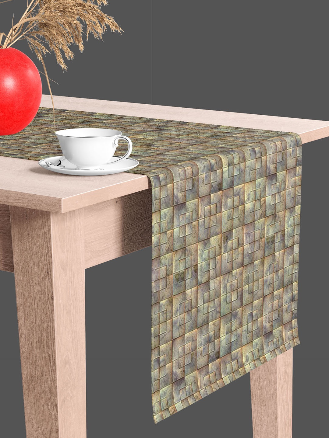 

ArtzFolio Grey & Brown Geometric Printed Table Runner