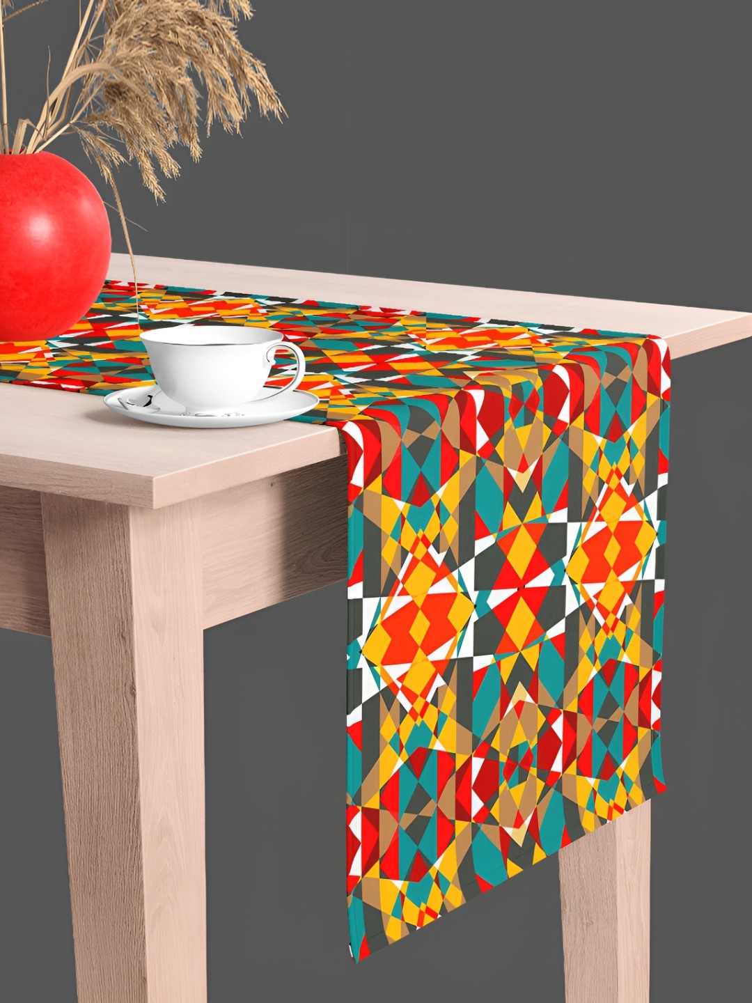 

ArtzFolio Yellow & Red Digital Printed Table Runner, Black