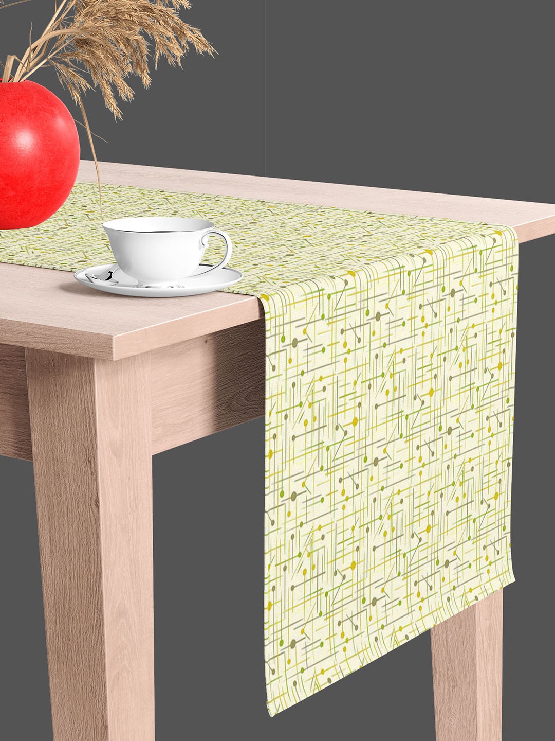 

ArtzFolio Cream & Green Geometric Printed Table Runner