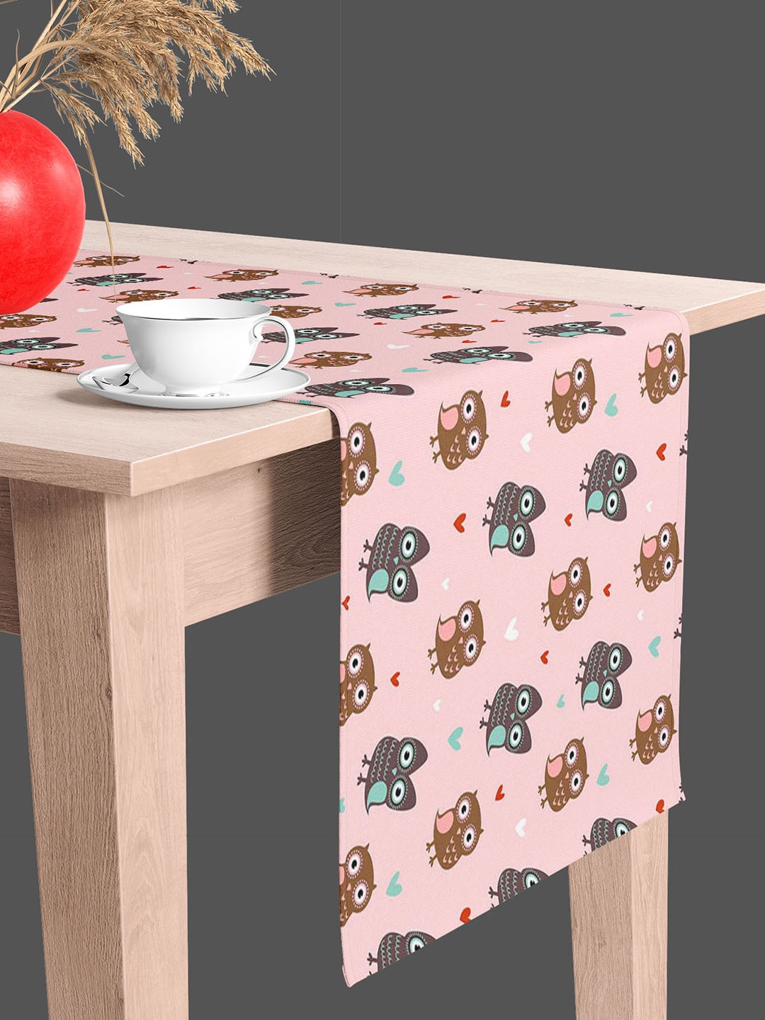 

ArtzFolio Pink & Brown Quirky Printed Table Runner