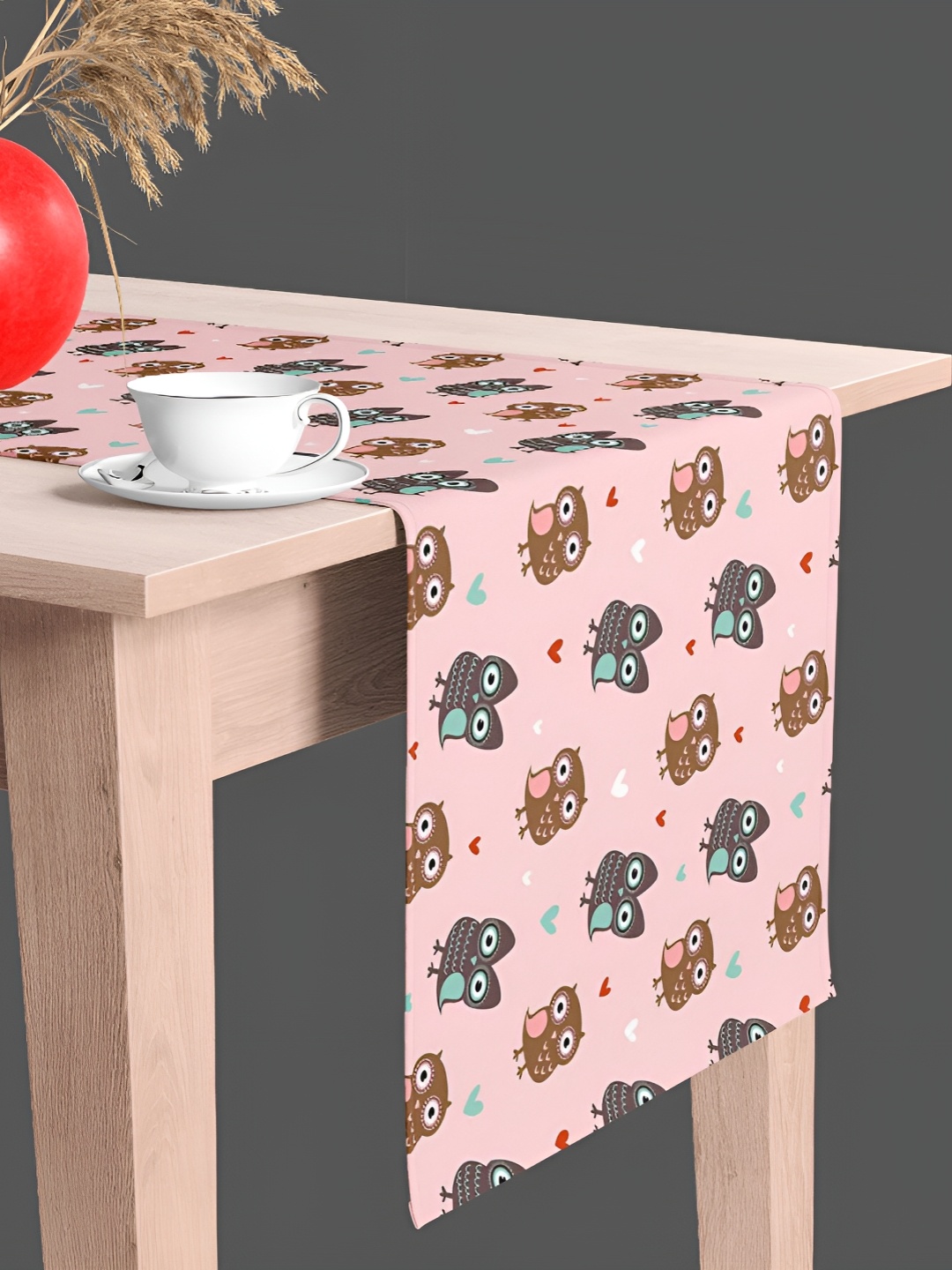 

ArtzFolio Baby Owl Print Velvet Dining Centre Table Runner, Multi