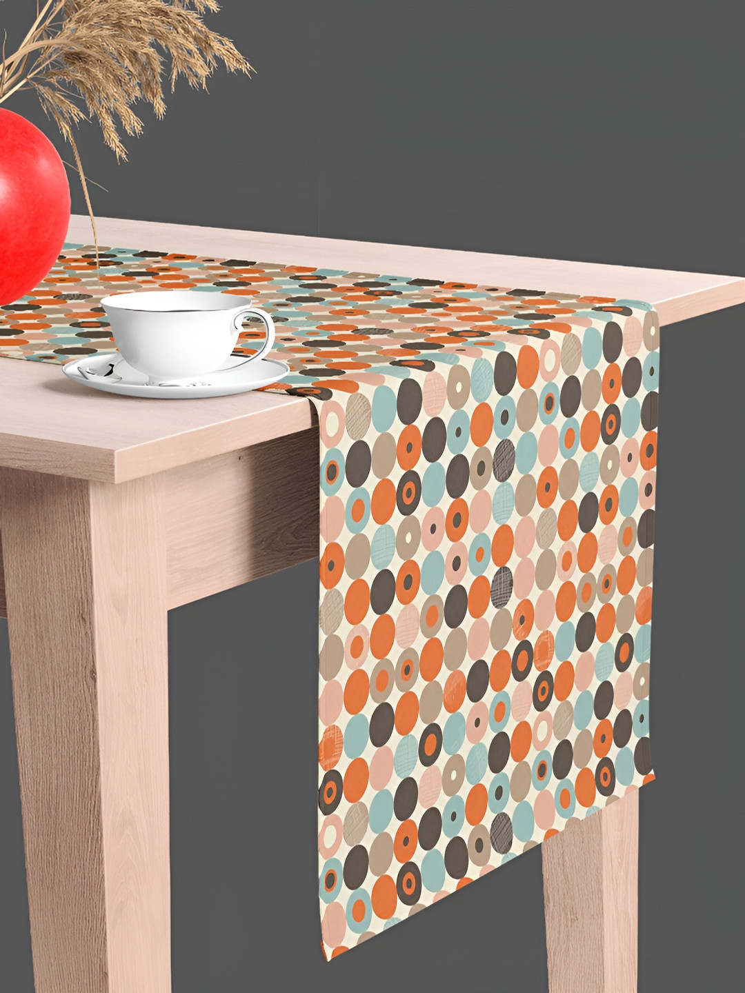 

ArtzFolio White & Orange Colored Digital Printed Table Runner