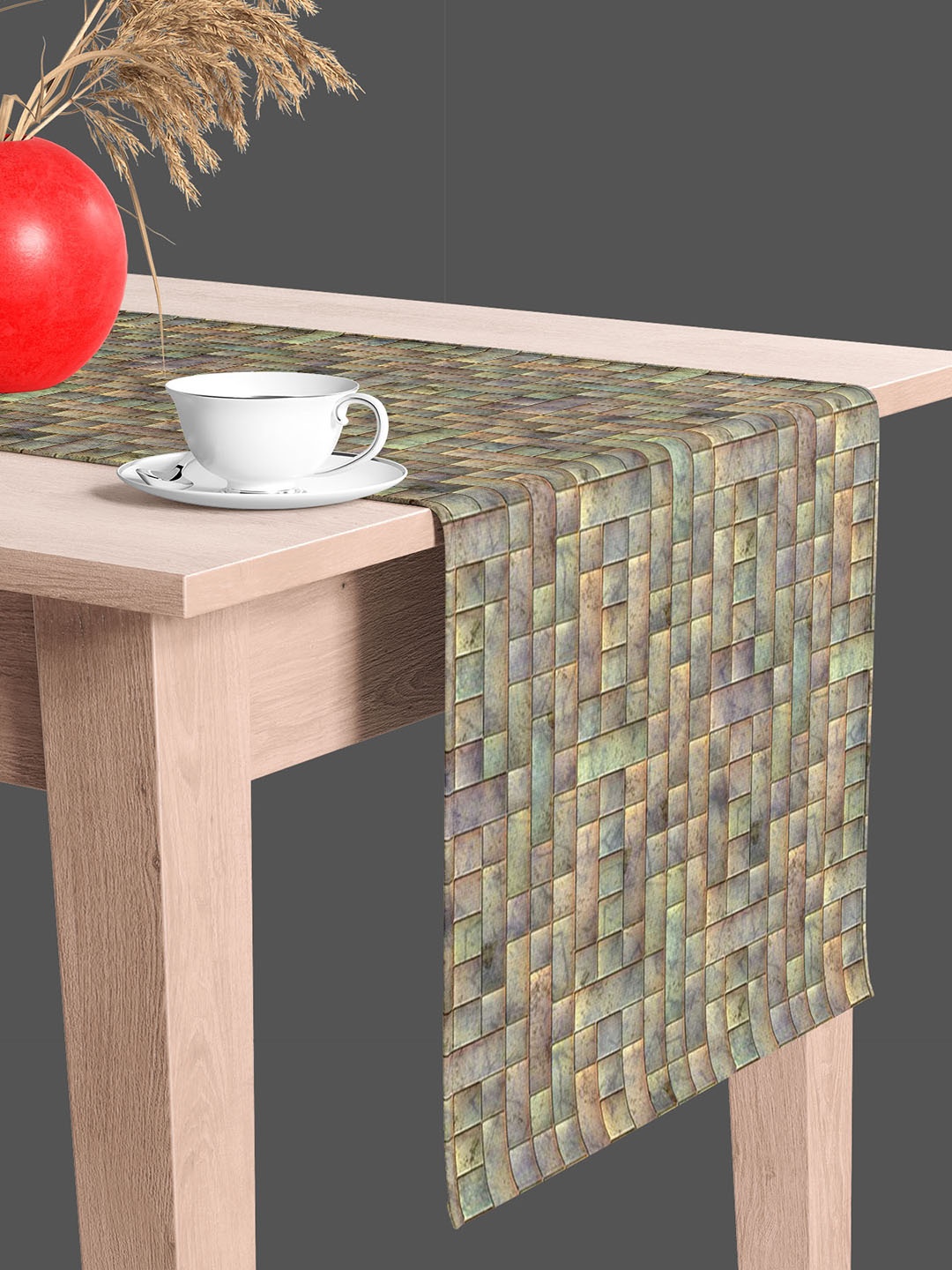 

ArtzFolio Grey & Brown Geometric Printed Table Runner