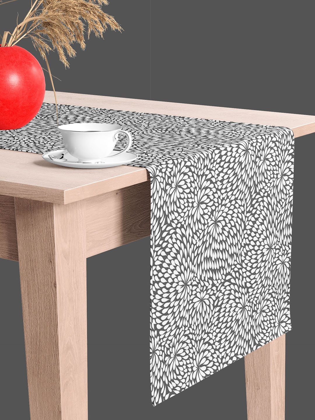 

ArtzFolio White & Grey Floral Printed Table Runner