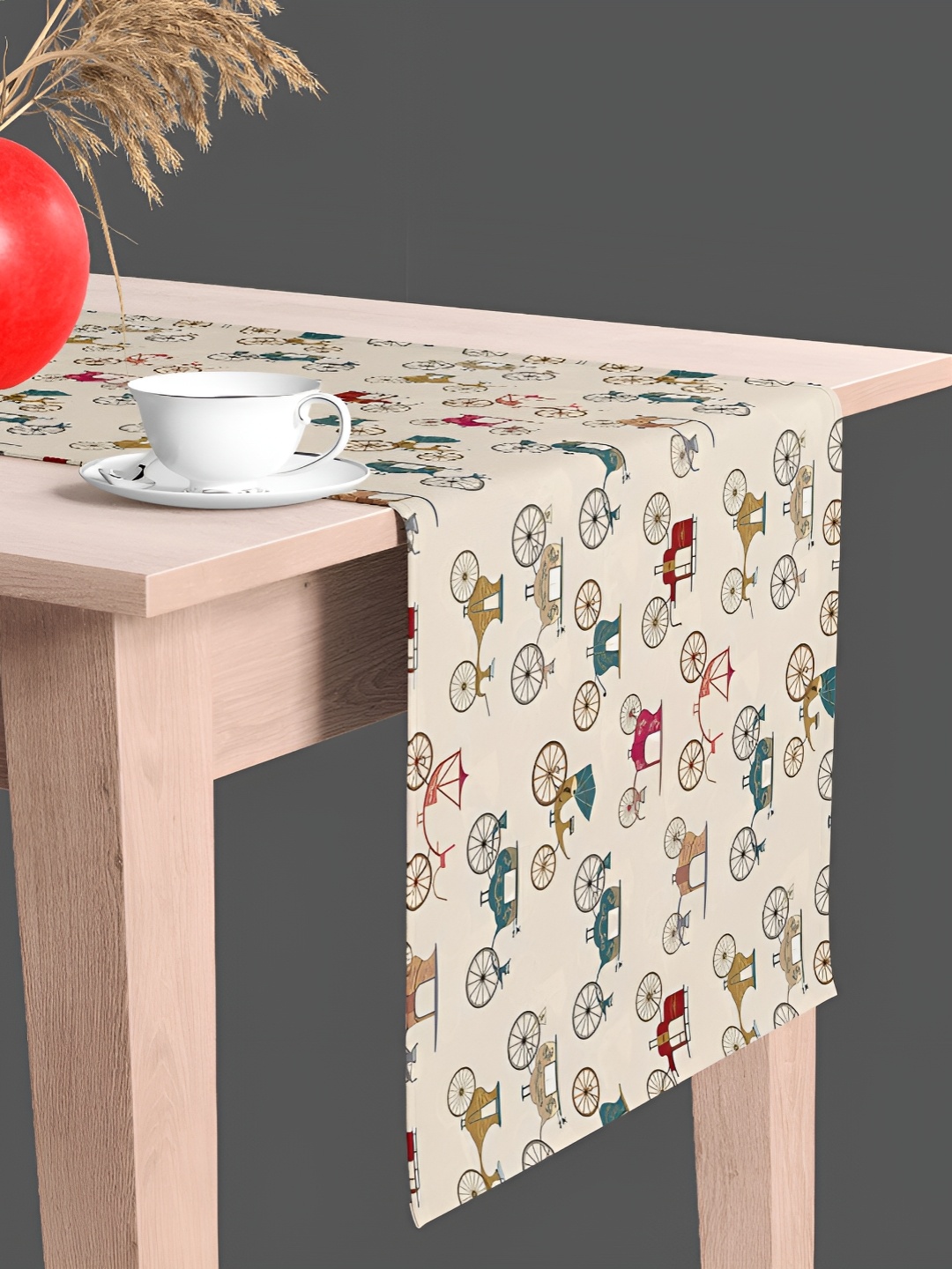 

ArtzFolio Off White & Brown Abstract Printed Table Runner