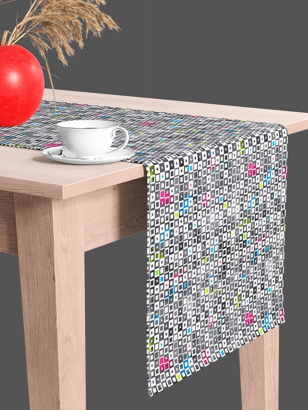 

ArtzFolio White & Grey Abstract Printed Table Runner