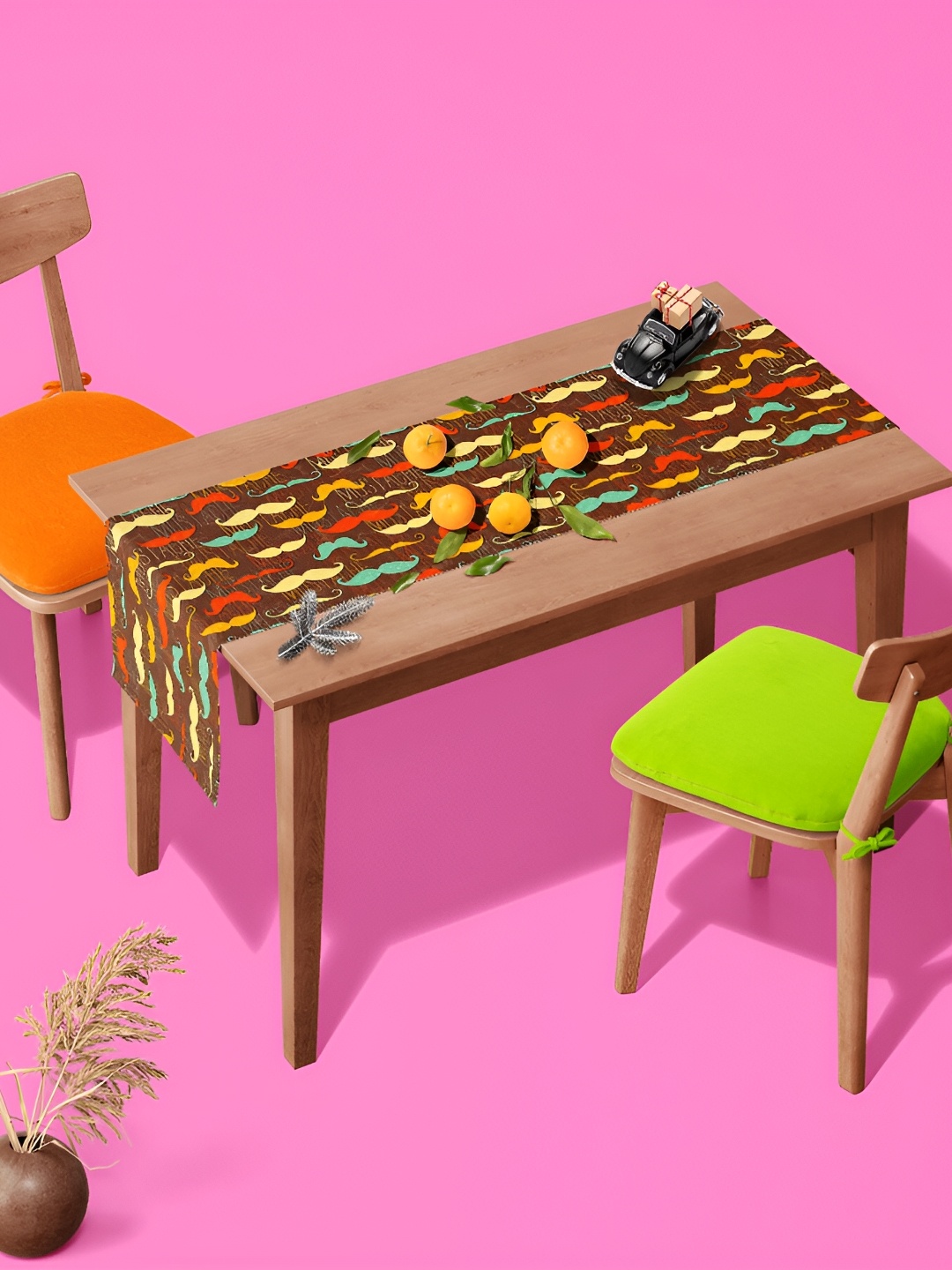 

ArtzFolio Brown & Pink Geometric Printed Edge To Edge Table Runner
