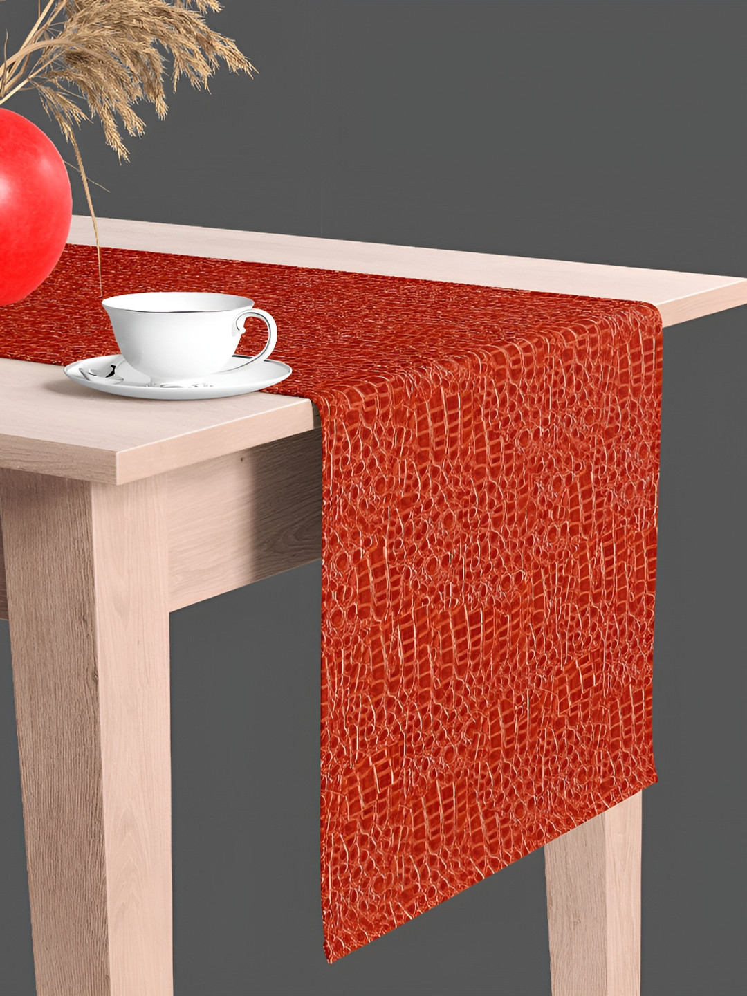 

ArtzFolio Red & Beige Geometric Printed Edge To Edge Table Runner