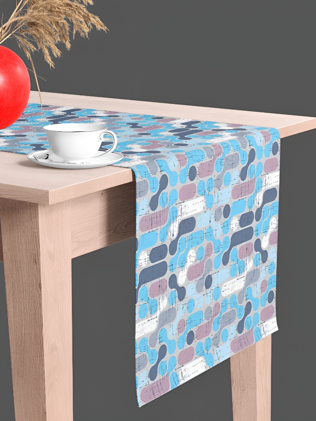 

ArtzFolio Blue & Grey Geometric Printed Edge To Edge Table Runner