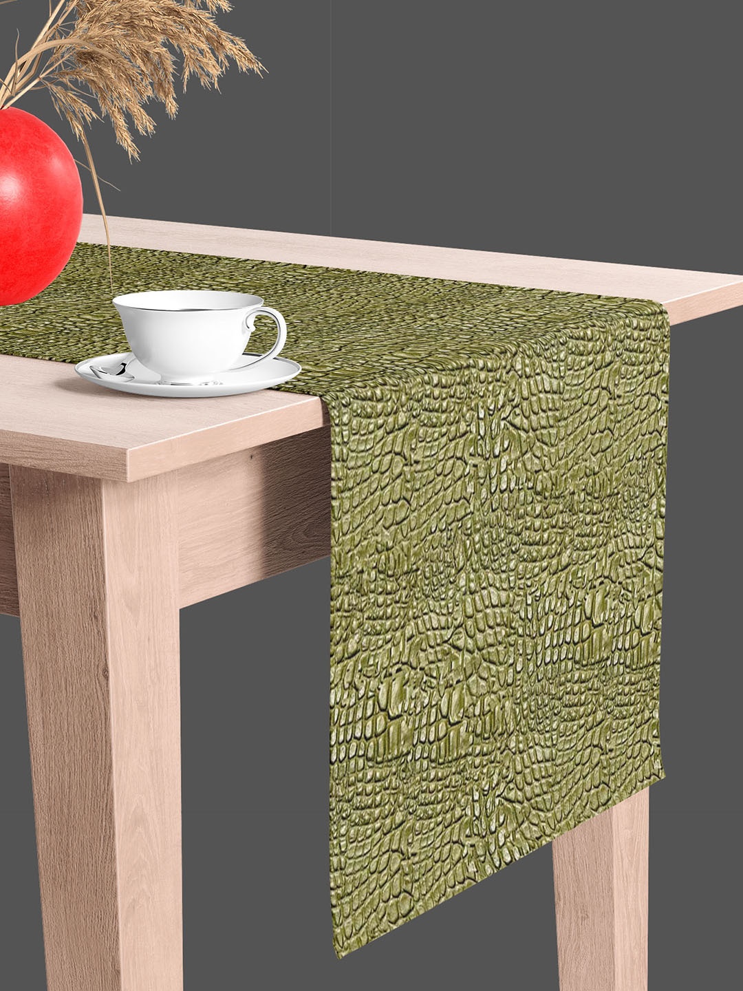 

ArtzFolio Green Abstract Printed Edge To Edge Table Runner