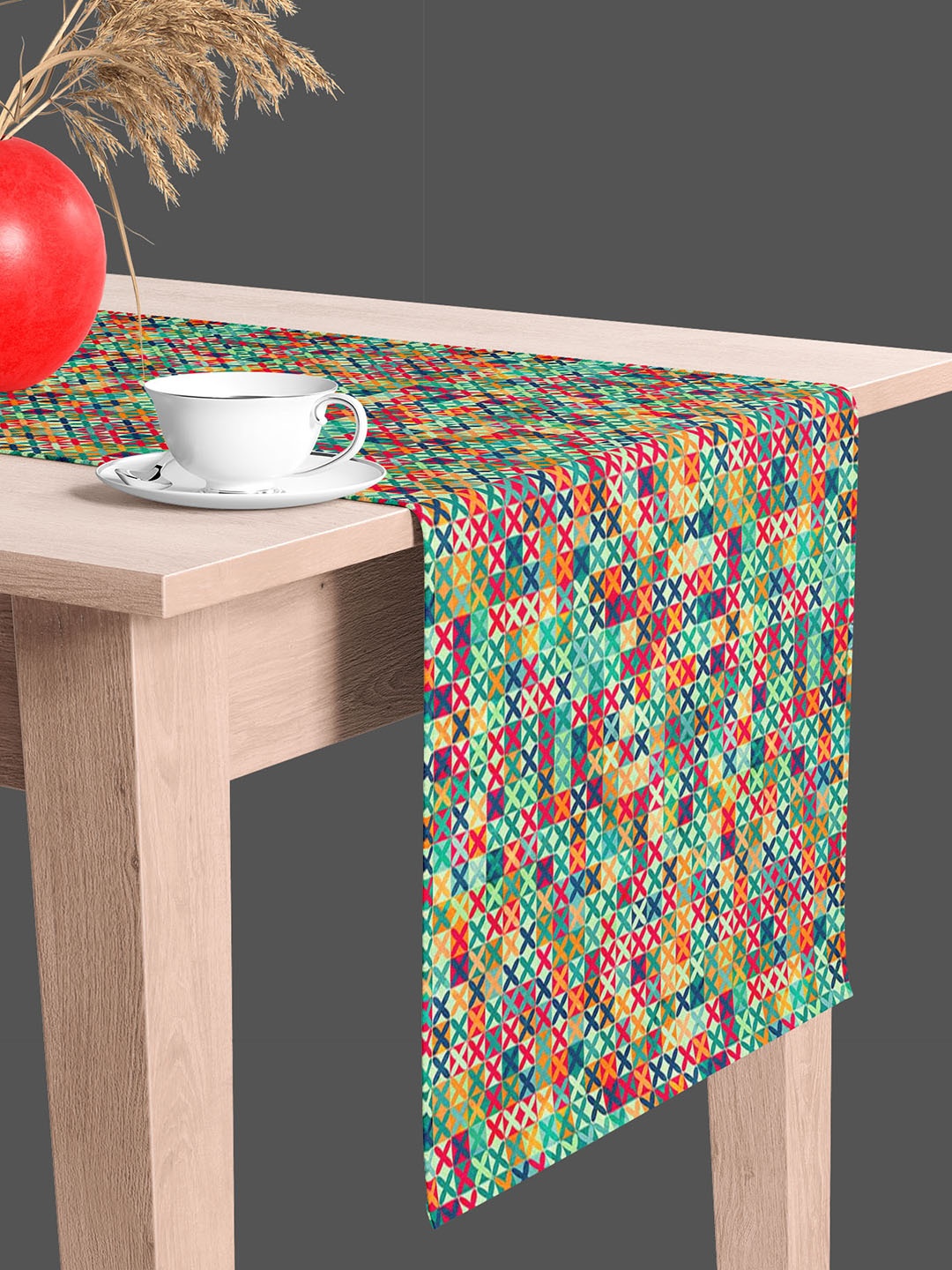 

ArtzFolio Green & Pink Digital Printed Table Runner